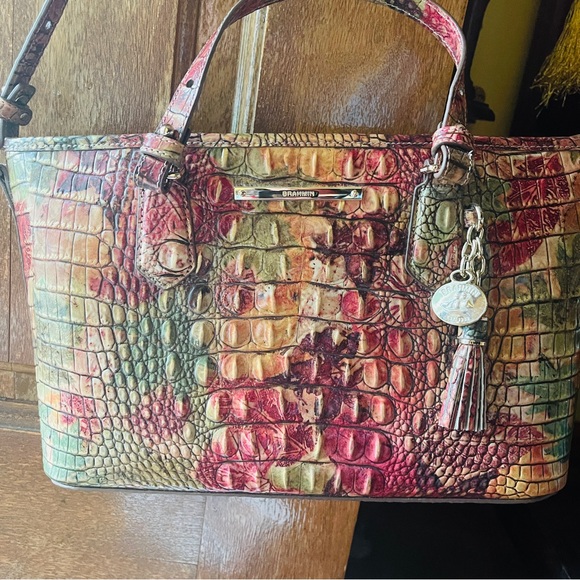 🍂VIVID BRAHMIN MINI ASHER FALL FOLIAGE CROC EMBOSSED LEATHER MELBOURNE! - Picture 15 of 16